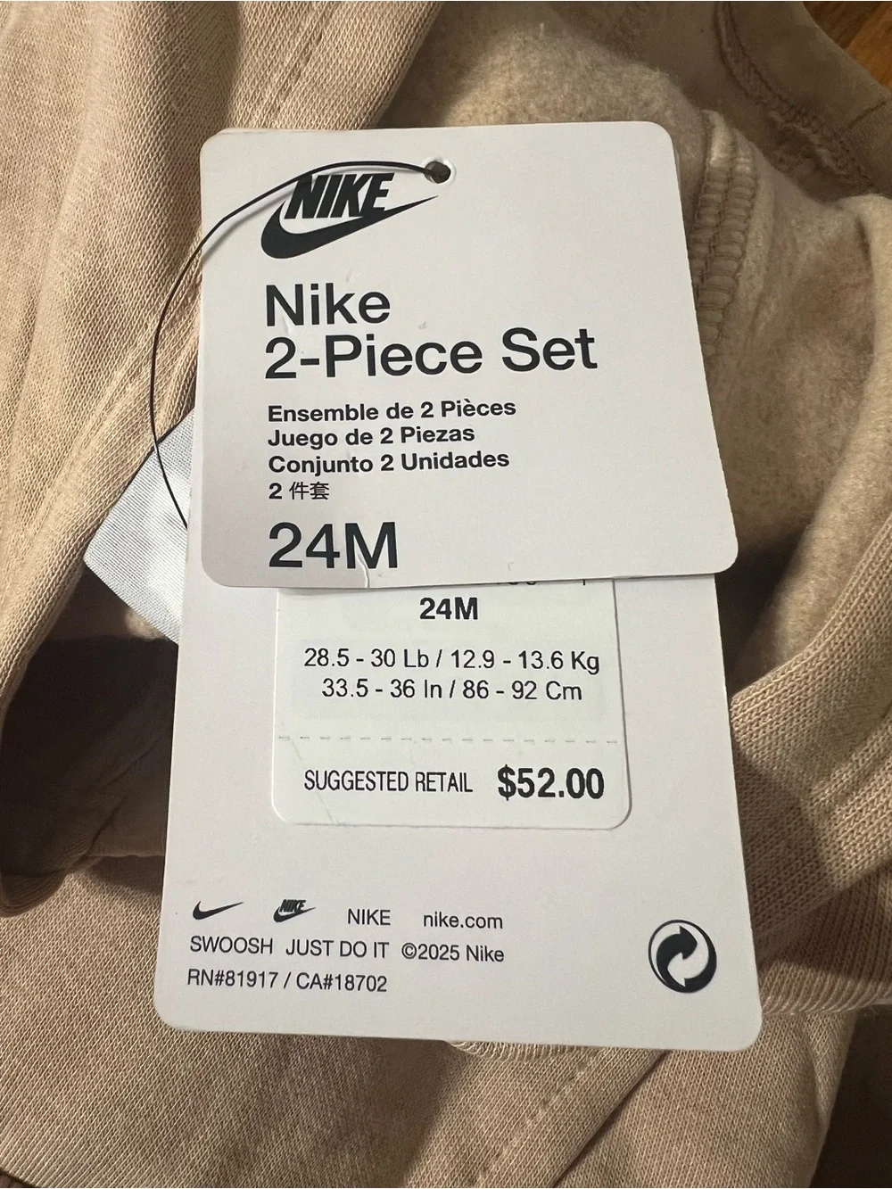 Nike NSW LBR Club Fleece Full-Zip Set Hemp/White